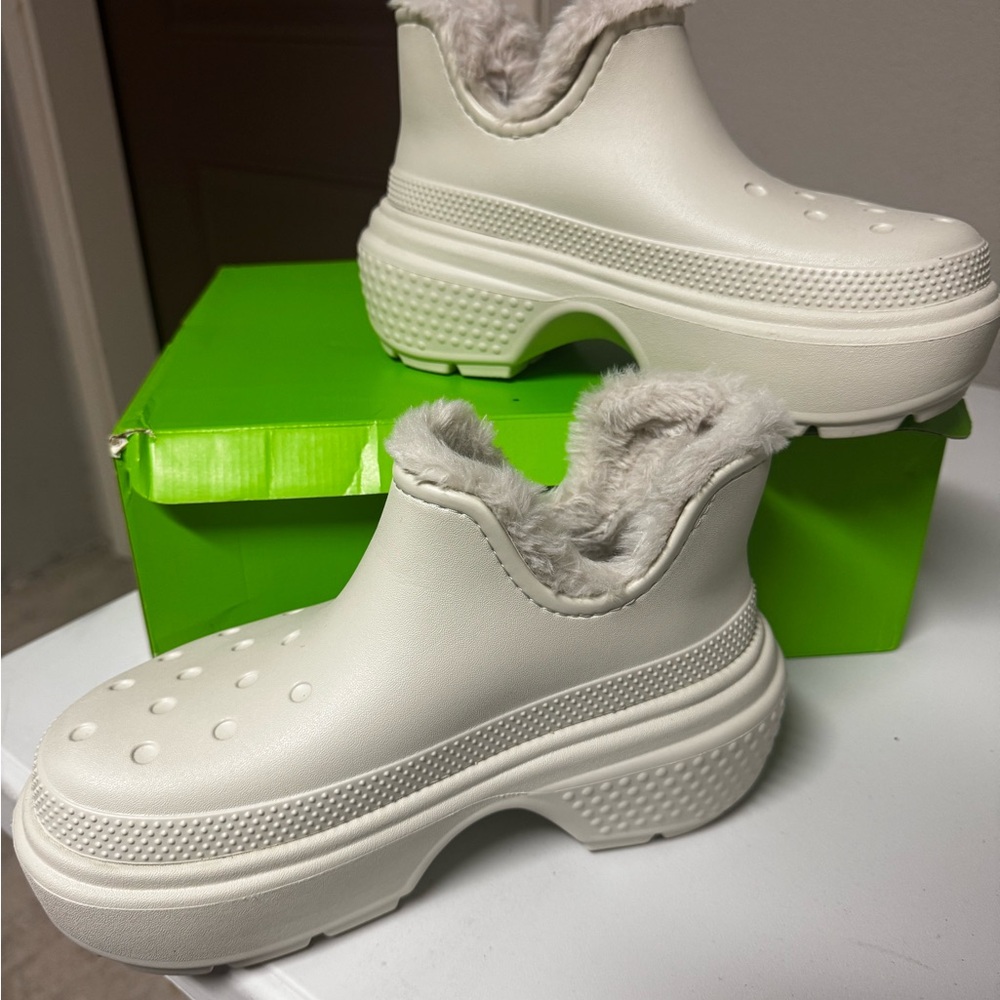 Crocs Women's White Fur-Lined